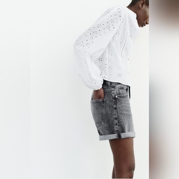 New 🤍Zara OPENWORK EMBROIDERY SHIRTWhite Sz Small 3353/358 Long SLEEVE Cotton - Picture 3 of 8